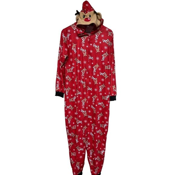 Shenzhen Reindeer Hooded One Piece Pajamas Sleepwear Christmas Holiday Size XL - Picture 1 of 11